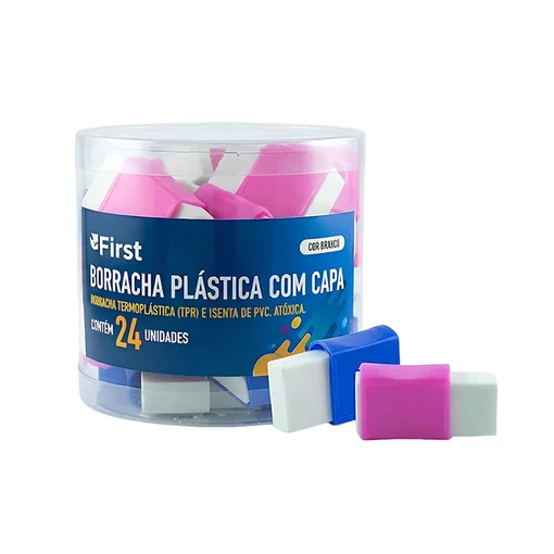 Pote com 24 Unidades de Borrachas com Capas Plásticas Pequenas Macias