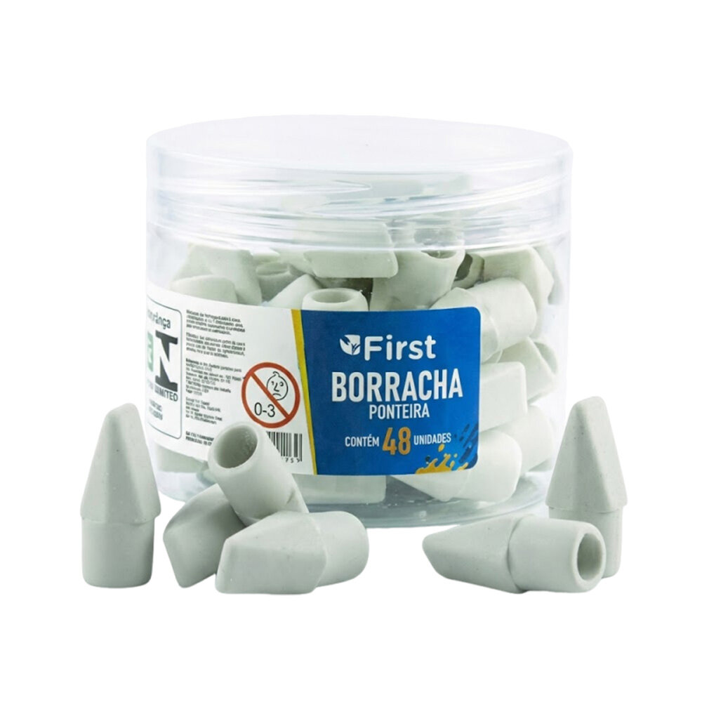 Pote com 48 Peças de Borrachas Ponteiras de Lápis Brancas Escolares