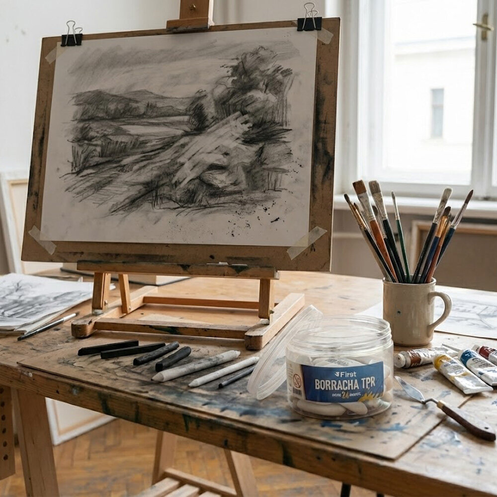 Pote com 24 Unidades de Borrachas Brancas Ovais Escolares