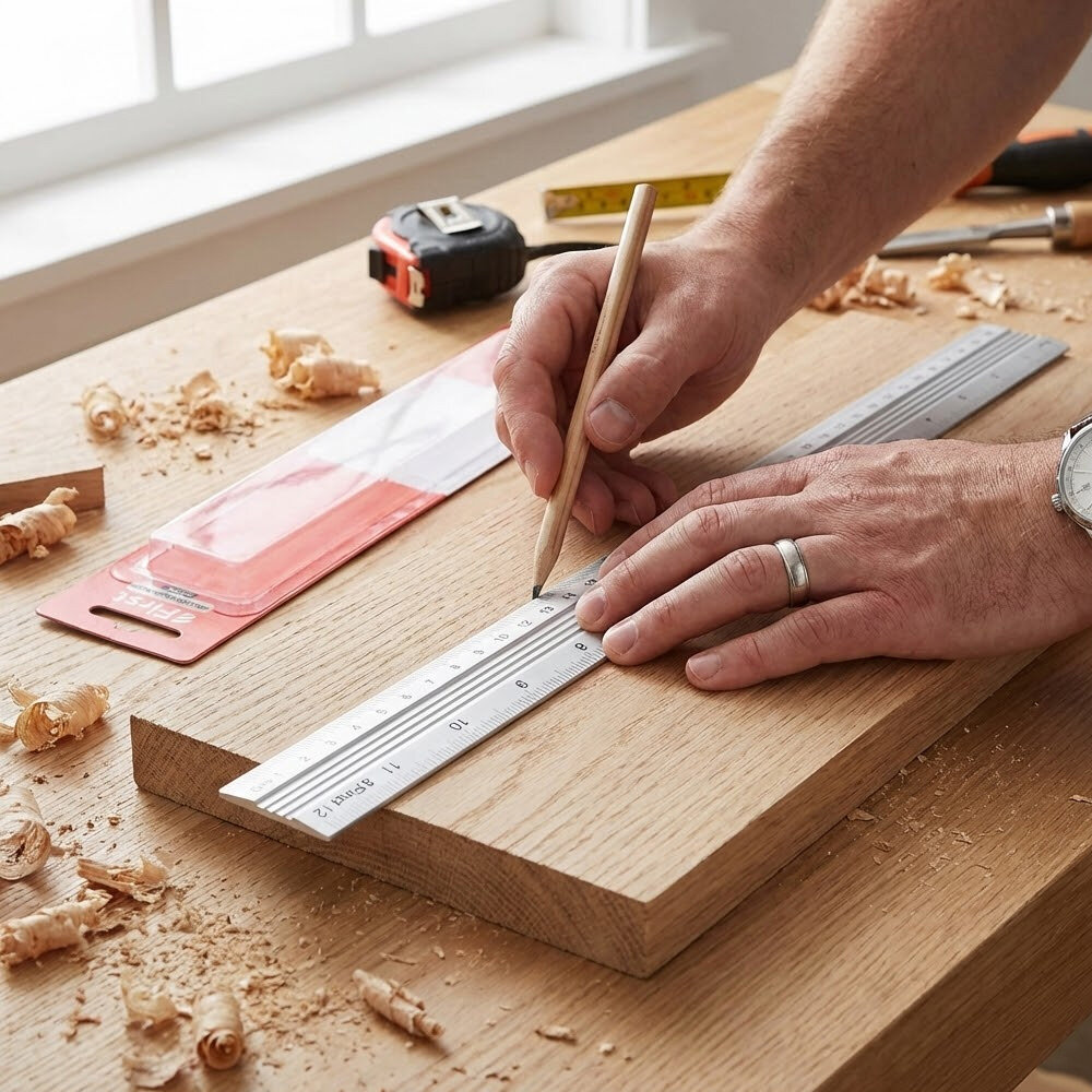 Caixa com 24 Réguas de Alumínio 30cm com Escalas em Cm e Polegadas