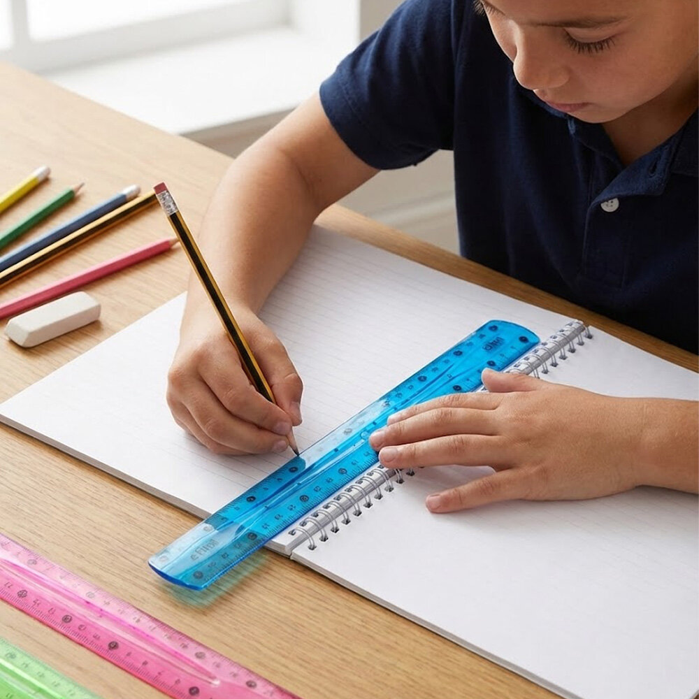 Caixa com 24 Réguas Flexíveis 30cm Neon 2,3mm Escolares