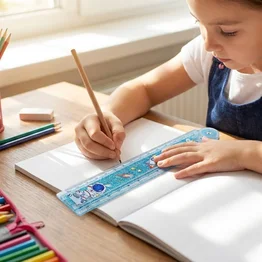 Caixa com 24 Réguas Dobráveis Astronauta 30cm com Glitters Líquidos