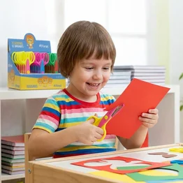 Caixa com 12 Tesouras Escolares Decorativas 13cm com 3 Cortes Sortidos