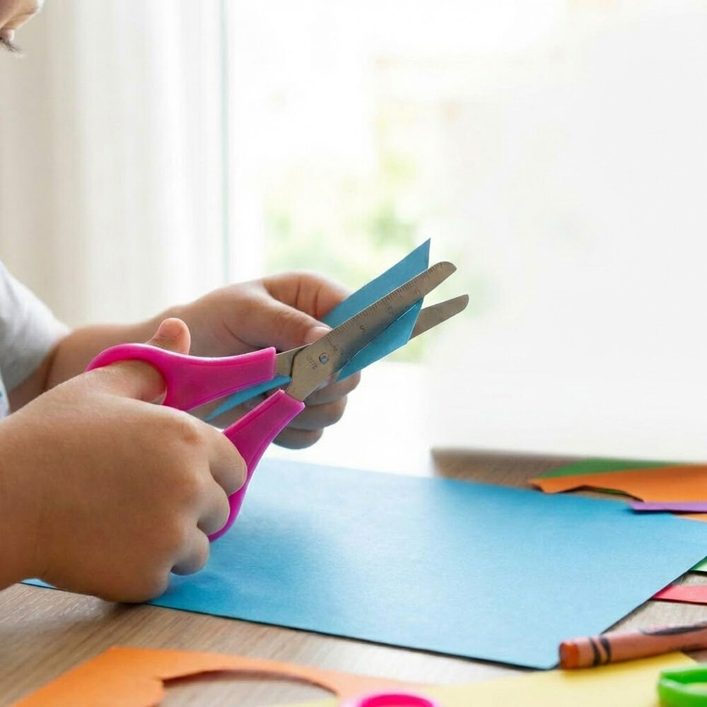 Caixa com 24 Tesouras Escolares Inox 13cm Cabos Coloridos sem Pontas