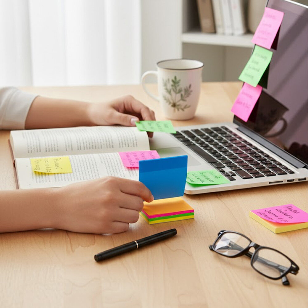 Bloco de Notas Transparente Neon 76x76mm 50 Folhas