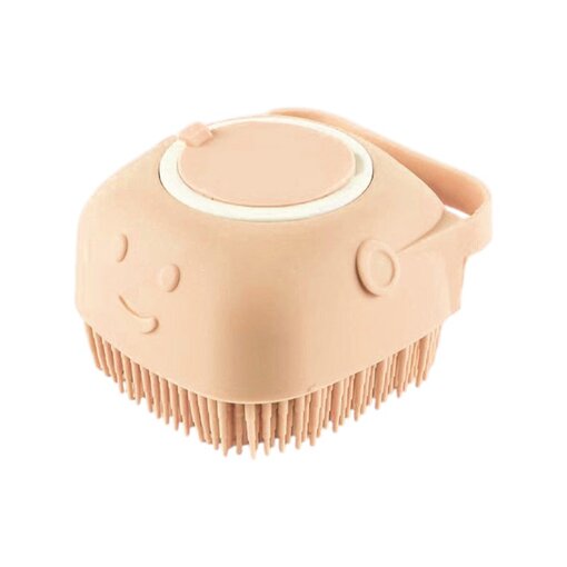 Escova de Banho para Pets Silicone Dispenser de Shampoo Massageadora Bege