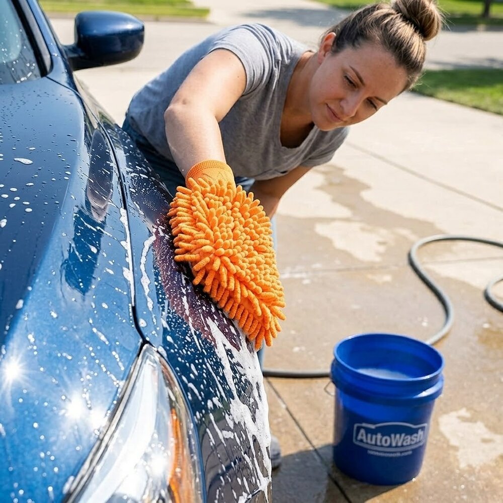 Luva Microfibra Lavagem Automotiva Laranja Macia Não Risca Durável