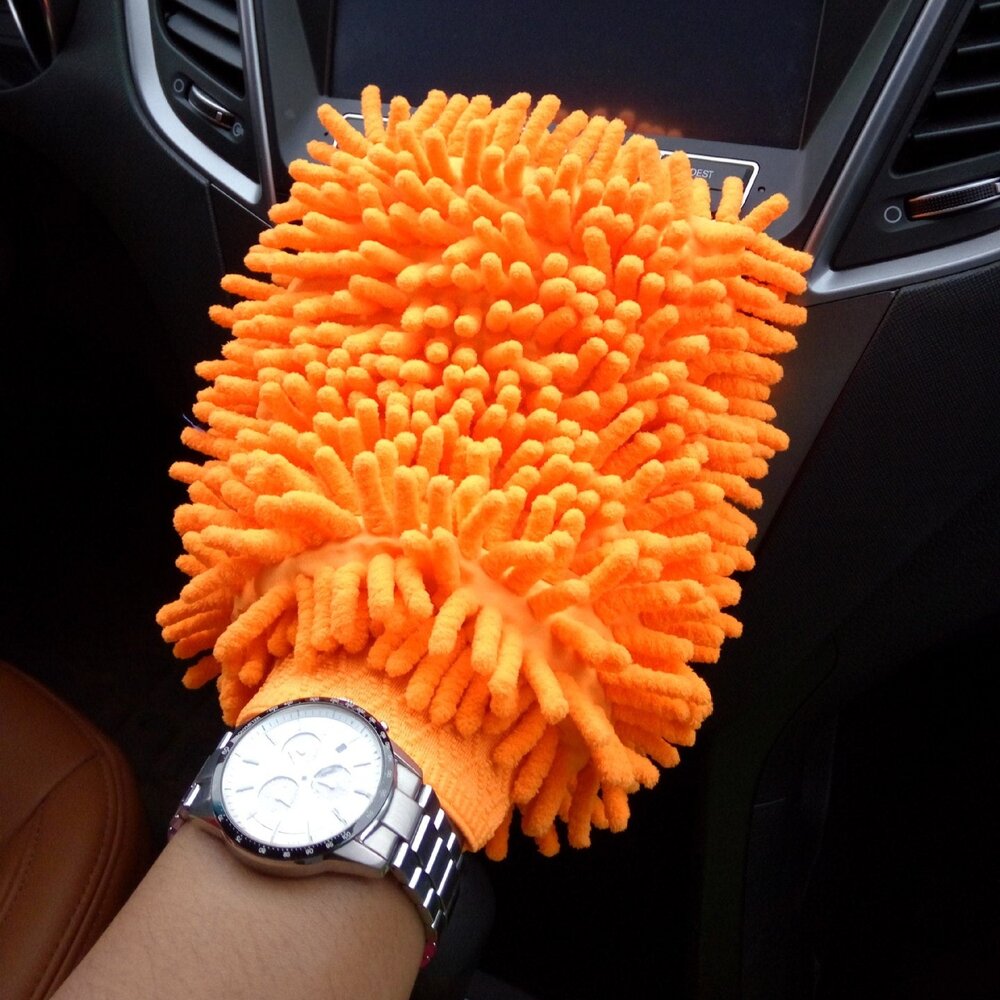 Luva Microfibra Lavagem Automotiva Laranja Macia Não Risca Durável