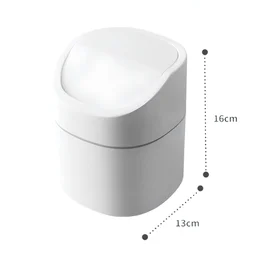Lixeira de Mesa 4L com Tampa Basculhante Branca Plástica 16cm