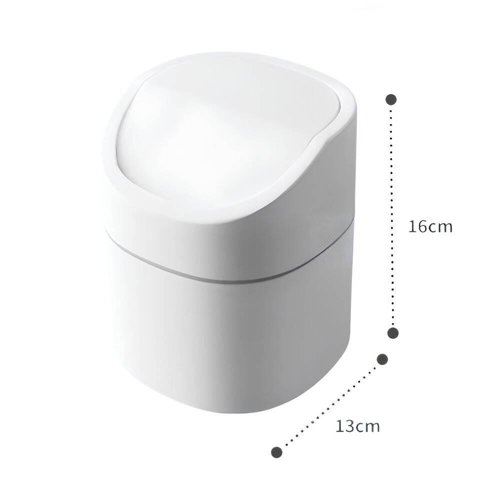 Lixeira de Mesa 4L com Tampa Basculhante Branca Plástica 16cm