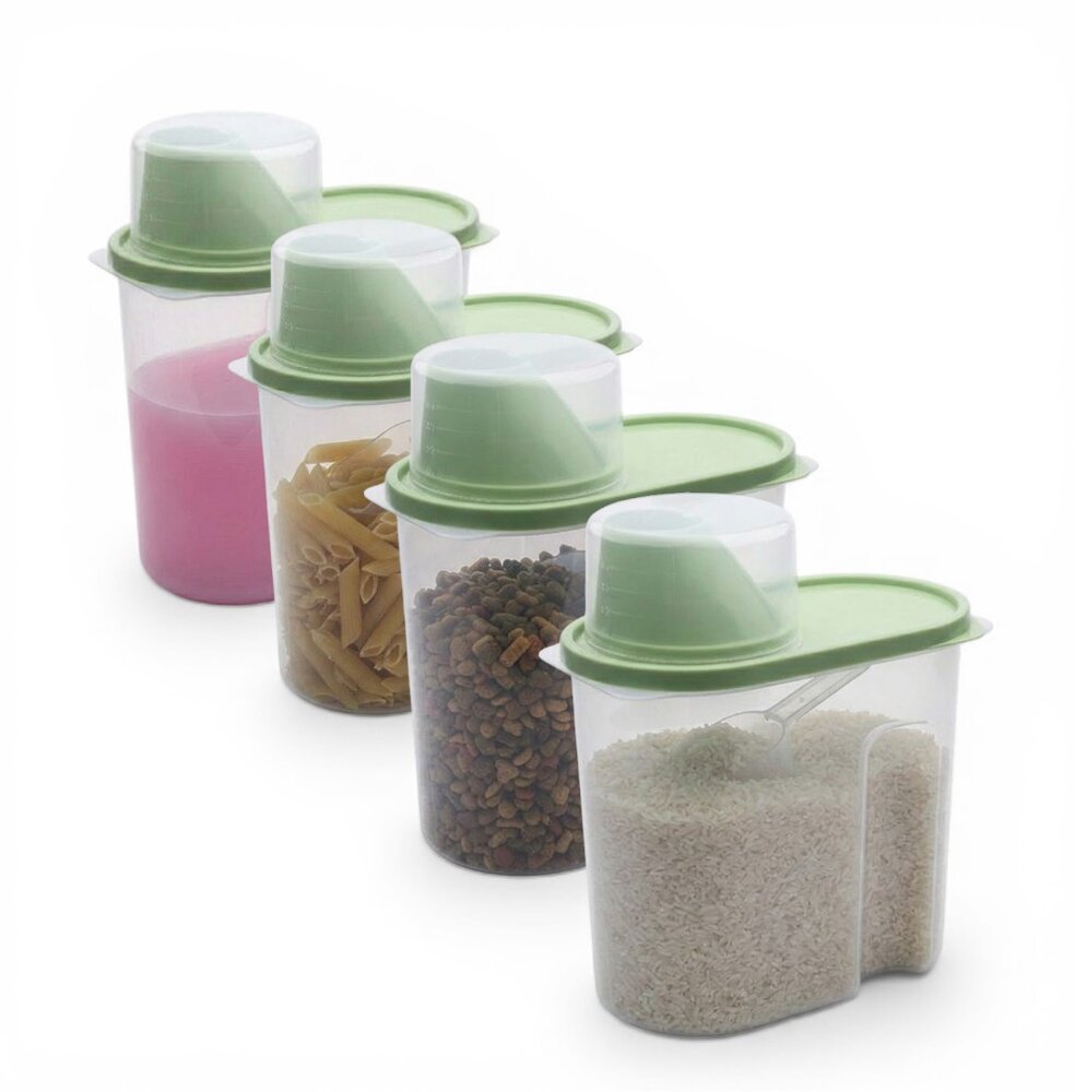 Pote Armazenamento Multiuso Amaciante Ração Grãos Transparente 1.9L Verde