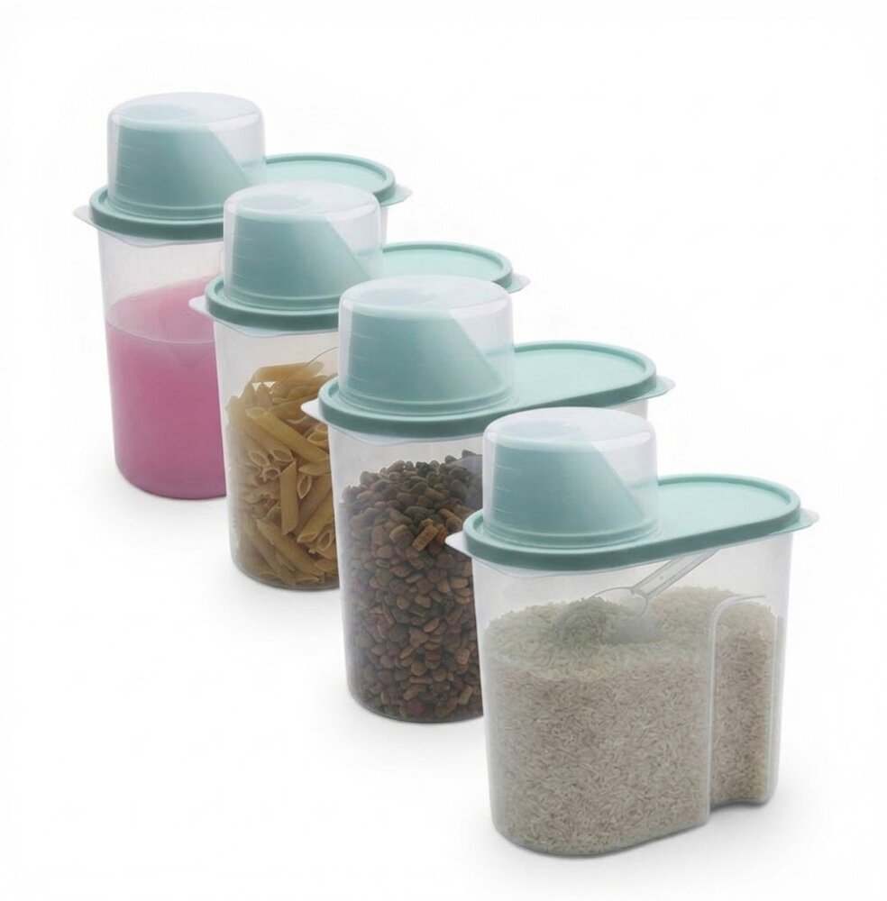 Pote Armazenamento Multiuso Amaciante Ração Grãos Transparente 1.9L Azul