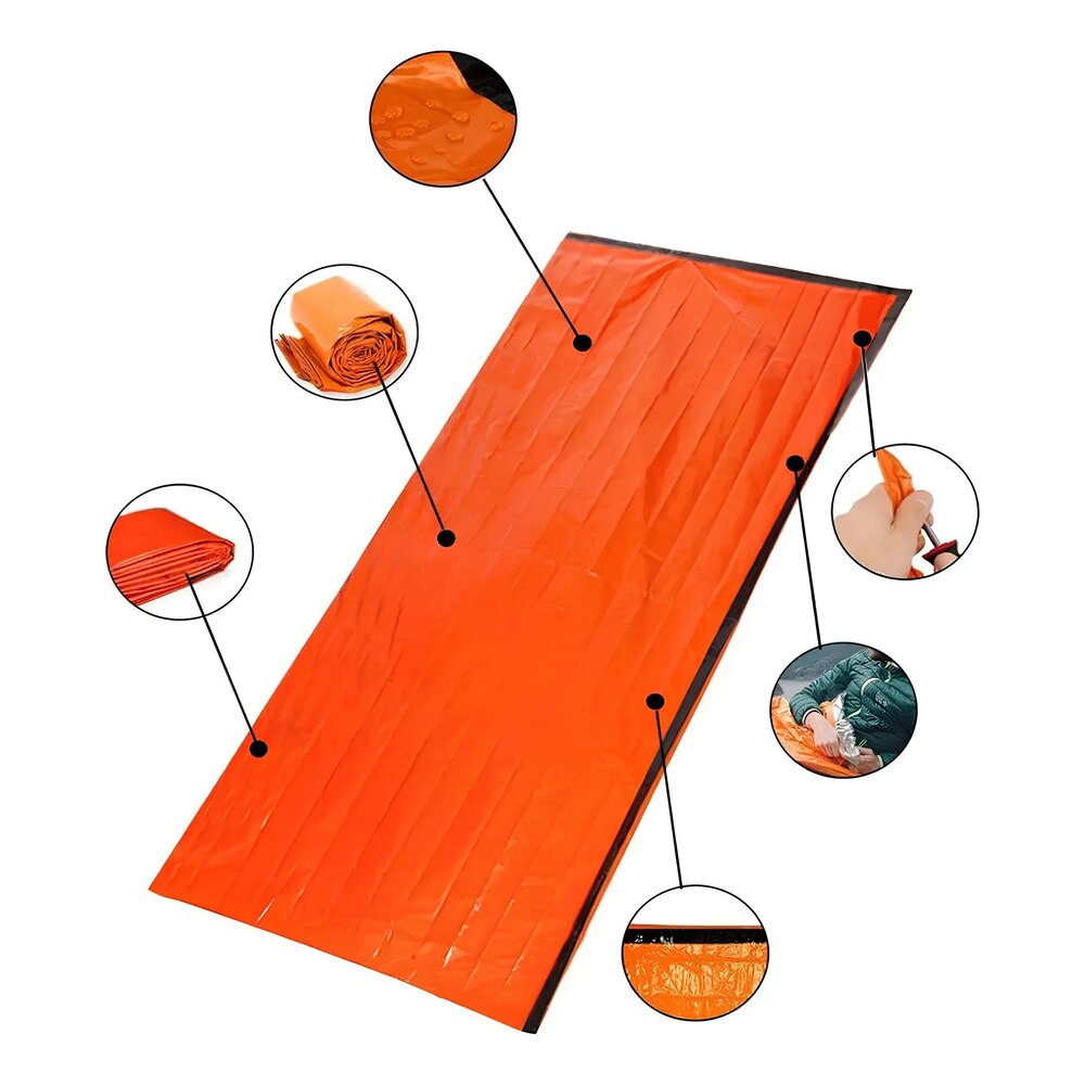 Saco de Dormir Térmico Emergencial em PE Reforçado Trilhas Leve Compacto