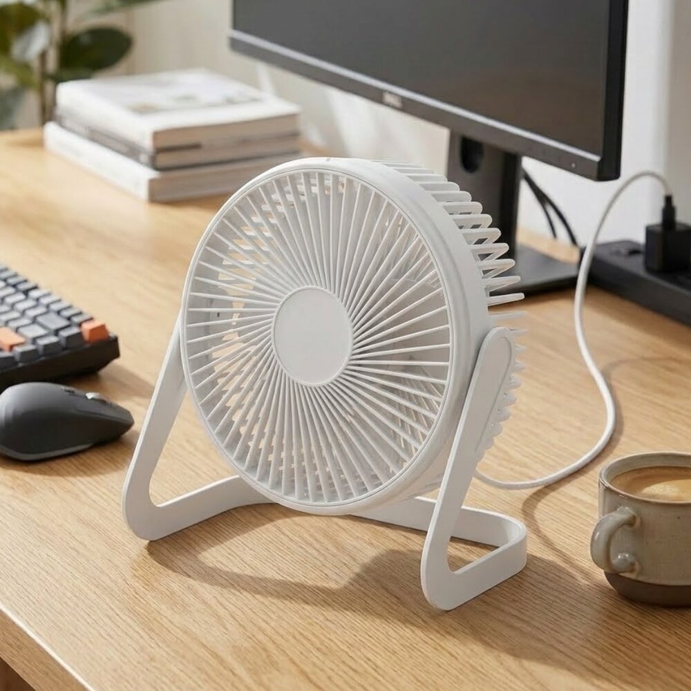 Mini Ventilador USB com 2 Velocidades Baixo Ruído 36dB 5” Branco