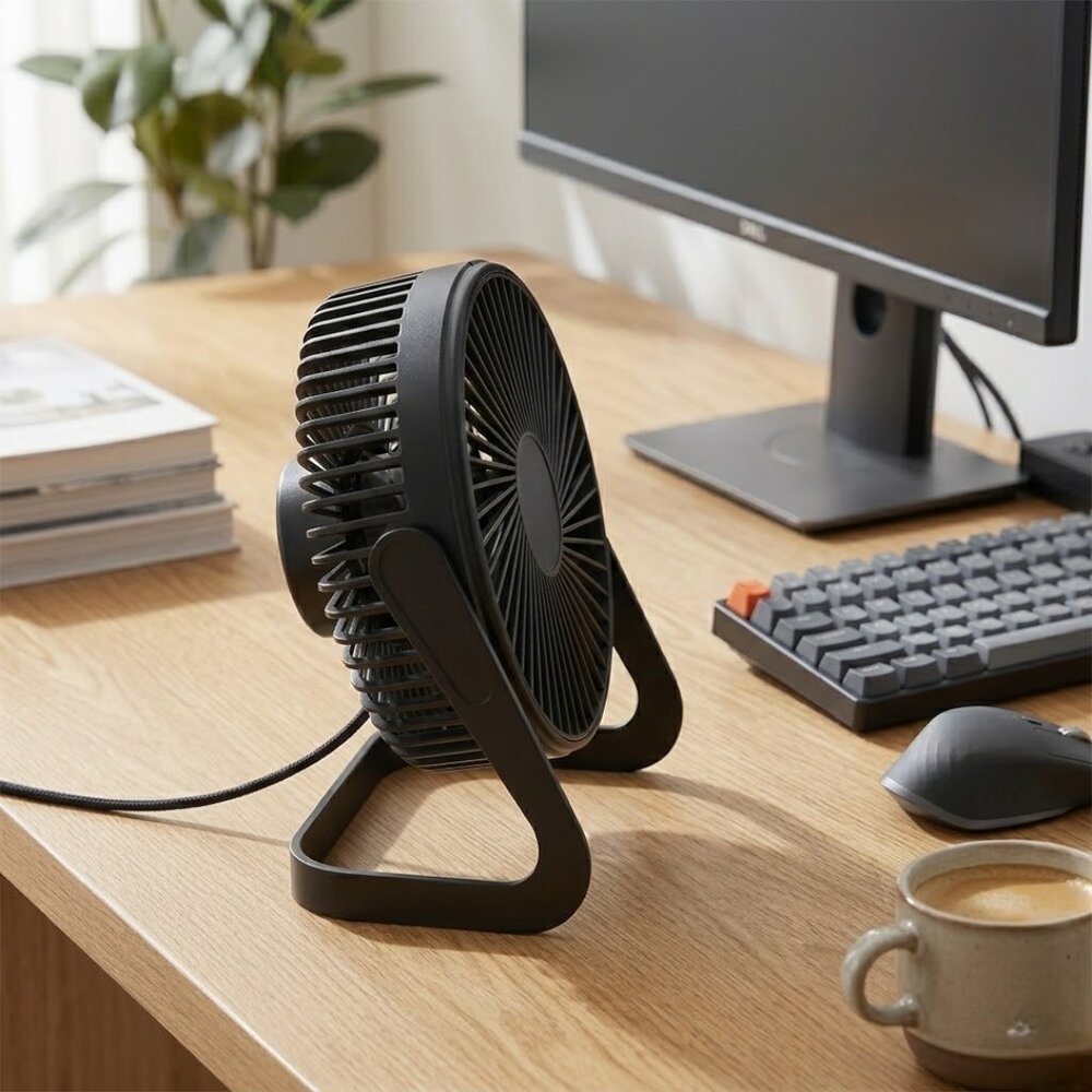 Mini Ventilador USB com 2 Velocidades Baixo Ruído 36dB 5” Preto