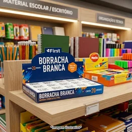 Caixa com 20 Borrachas Escolares Grandes Macias Brancas