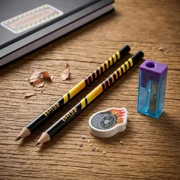 Kit Escolar com 2 Lápis, Apontador e Borracha Carros Racing