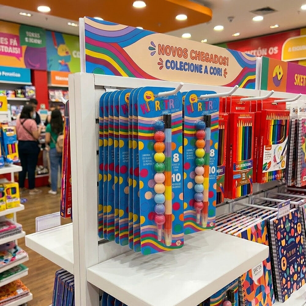 Kit Lapiseira + Giz de Cera Escolares Retrô com Pontas Trocáveis