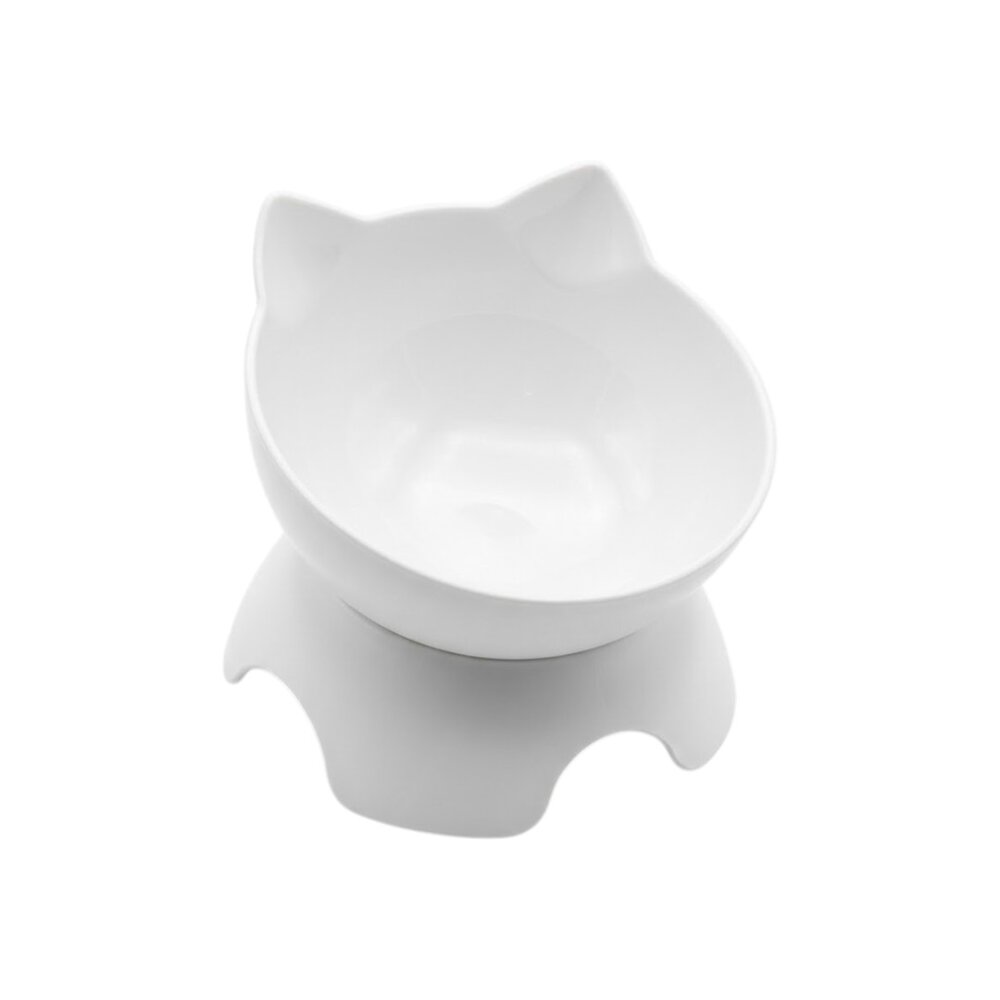 Comedouro Tigela Acrílico Pets Elevada com Orelhas Água Ração Branca