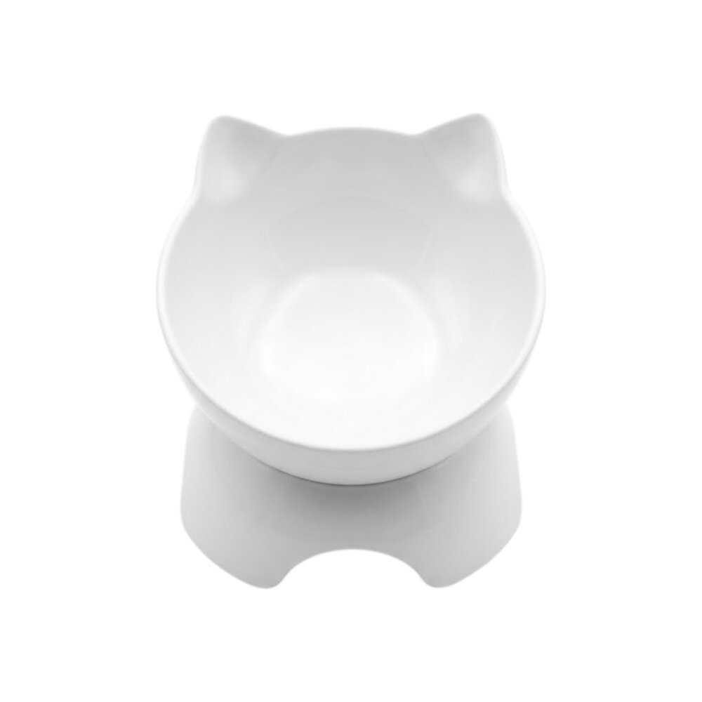 Comedouro Tigela Acrílico Pets Elevada com Orelhas Água Ração Branca