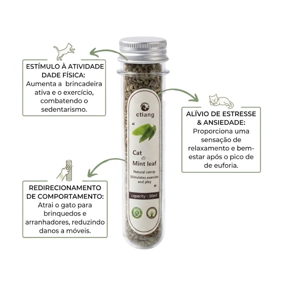 Catnip em Pó 30g Grande Erva de Gatos Natural Estimulante Anti Stress