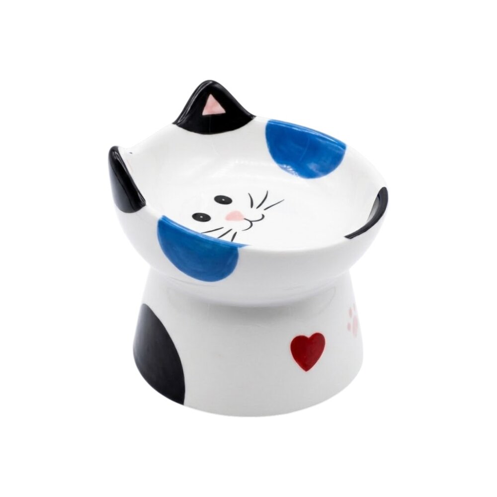 Comedouro Tigela Cerâmica Pets Elevada com Orelhas Água Ração