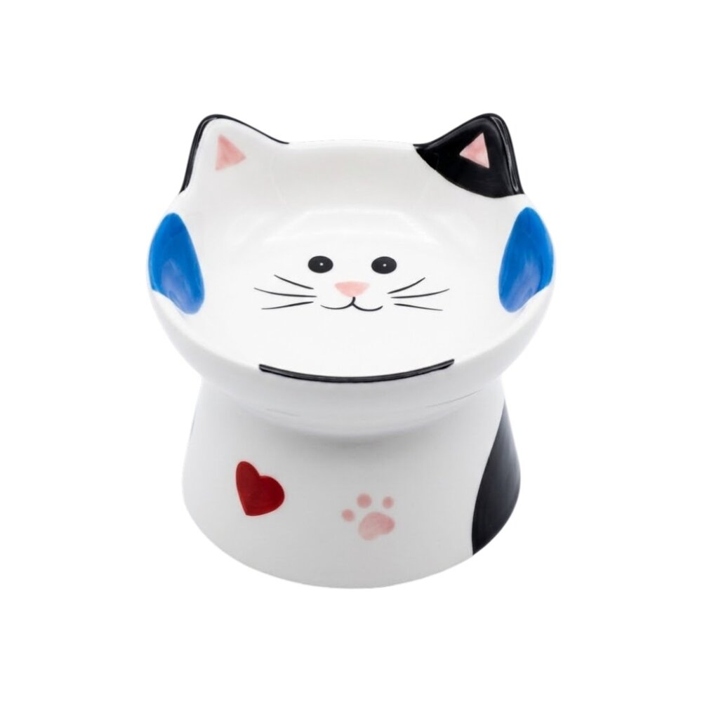 Comedouro Tigela Cerâmica Pets Elevada com Orelhas Água Ração