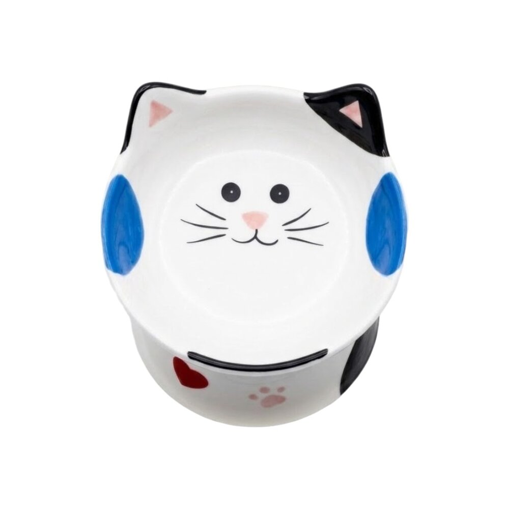 Comedouro Tigela Cerâmica Pets Elevada com Orelhas Água Ração