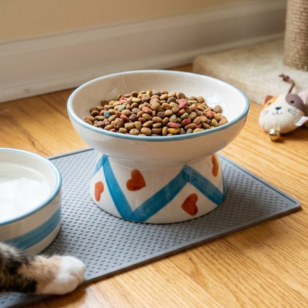 Comedouro Tigela Cerâmica Pets Elevada Ergonômica Água Ração