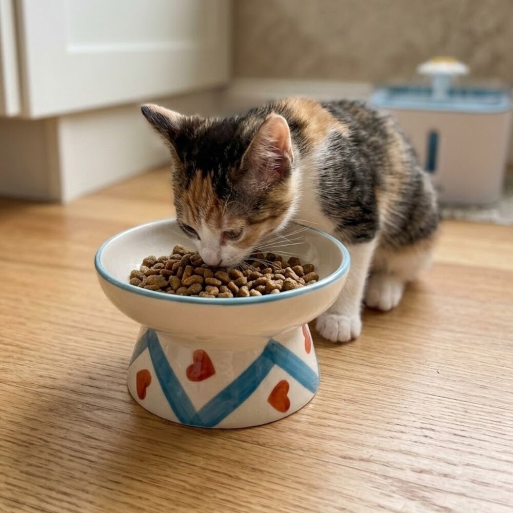 Comedouro Tigela Cerâmica Pets Elevada Ergonômica Água Ração