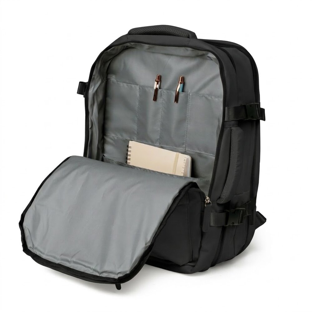 Mochila Pasta Notebook 15.6” Expansível 15-31L com USB Preta
