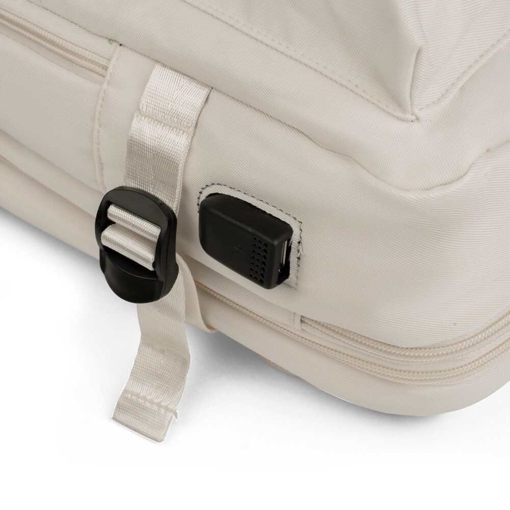 Mochila Pasta Notebook 15.6” Expansível 15-31L com USB Off White