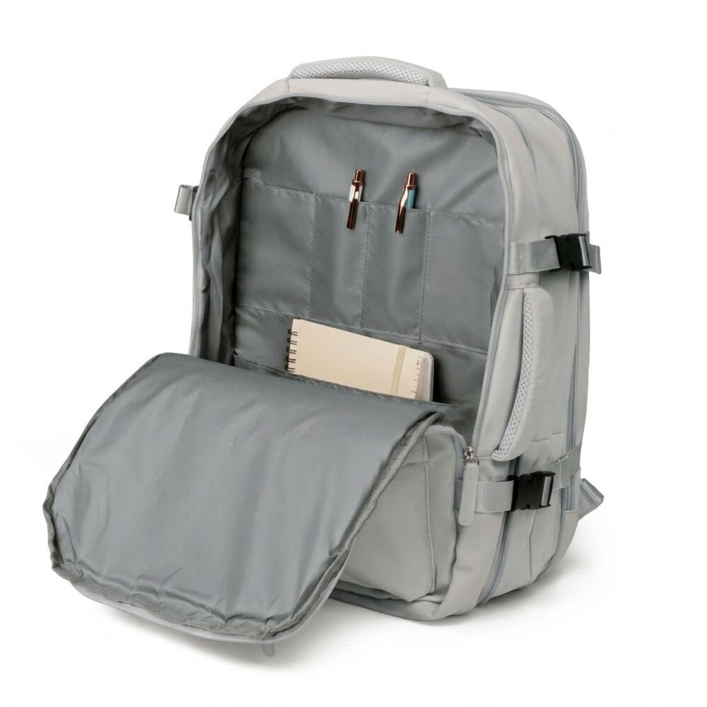 Mochila Pasta Notebook 15.6” Expansível 15-31L com USB Cinza