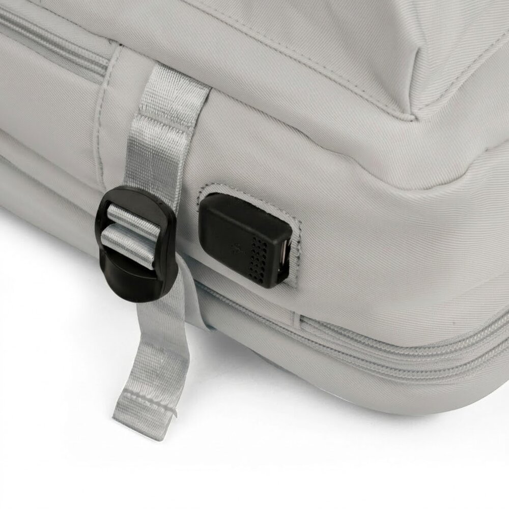 Mochila Pasta Notebook 15.6” Expansível 15-31L com USB Cinza