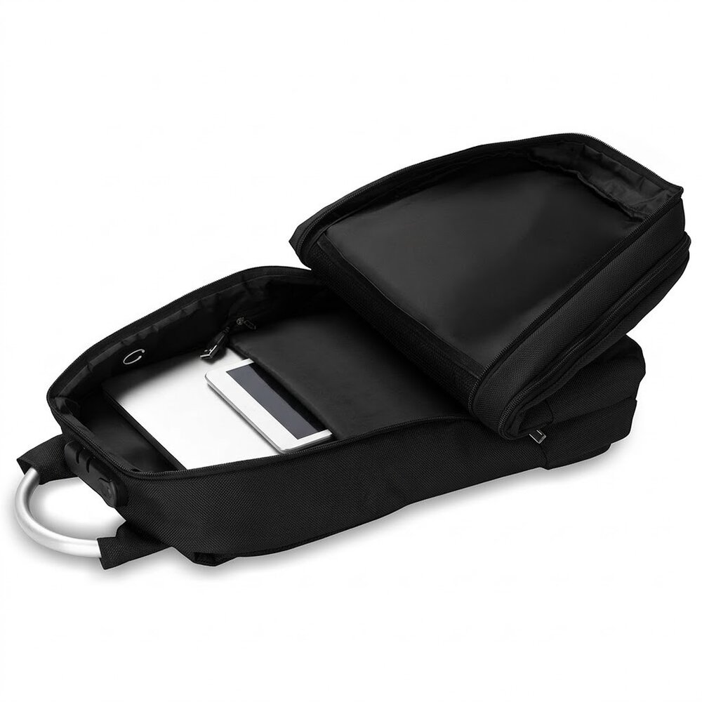 Mochila Notebook 15.6” Saída USB Cadeado Engate para Mala Preta