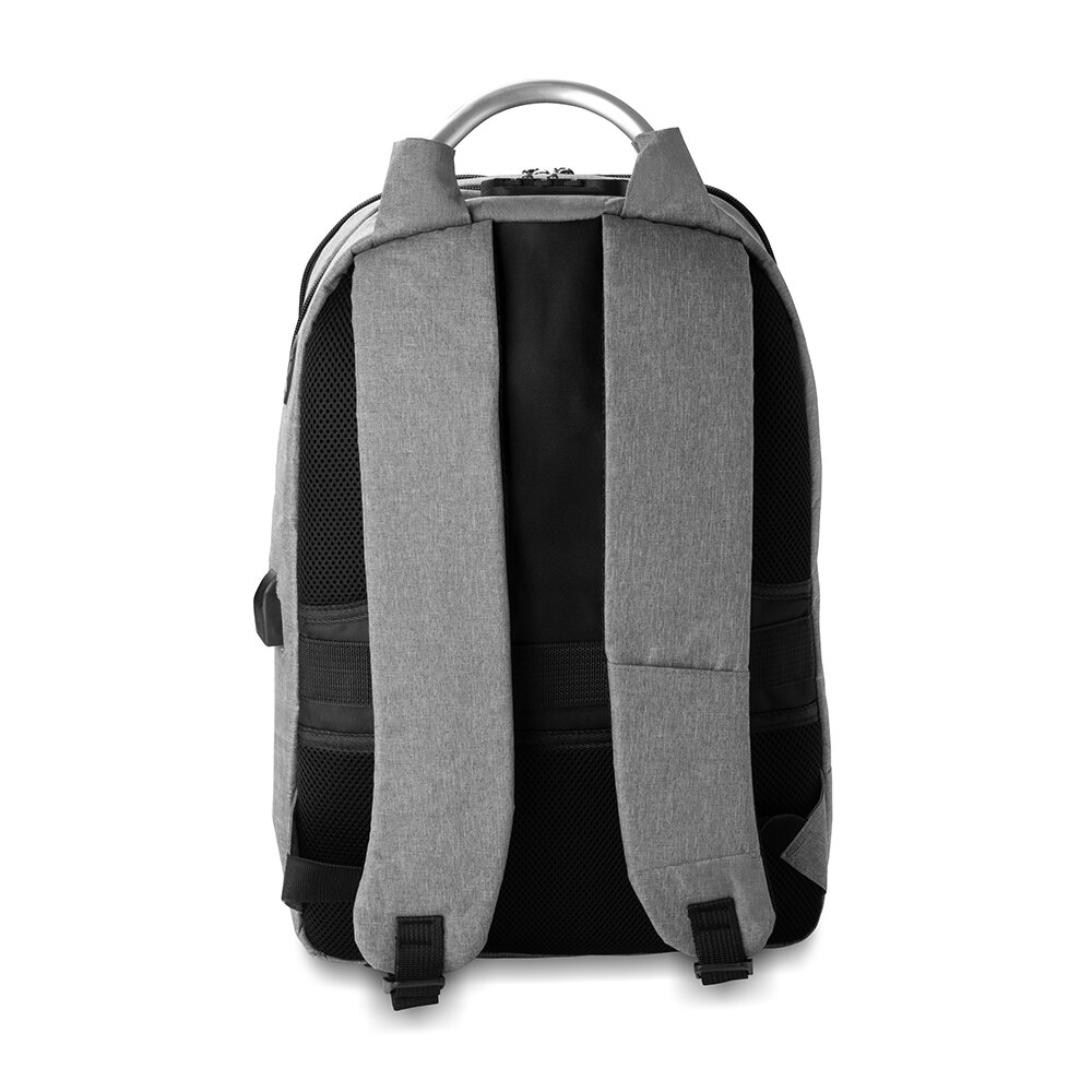 Mochila Notebook 15.6” Saída USB Cadeado Engate para Mala Cinza