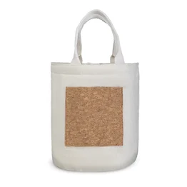 Bolsa Térmica 4,8L Algodão e Cortiça com Bolso Fechamento por Cordão