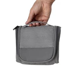Necessaire 1,7L Zíper Compartimentos Cinza Dia a Dia Compacta