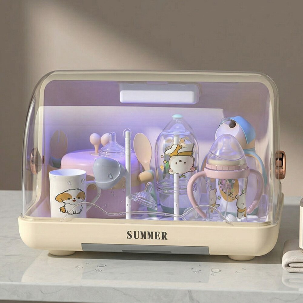 Escorredor de Mamadeira Fechado Higiênico com Luz UV Creme