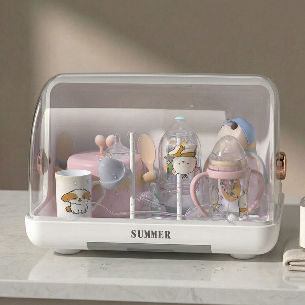 Escorredor de Mamadeira Fechado Higiênico com Tampa Infantil Branco