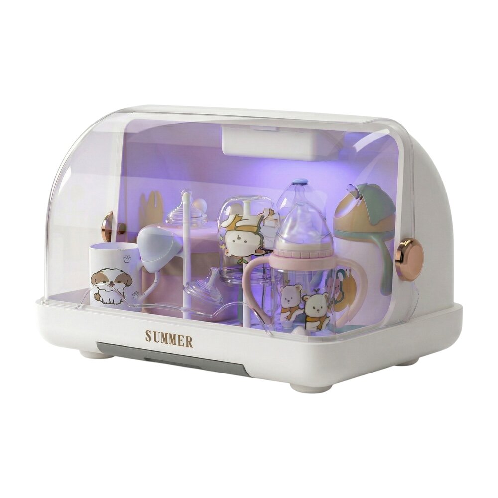 Escorredor de Mamadeira Fechado Higiênico com Luz UV Branco