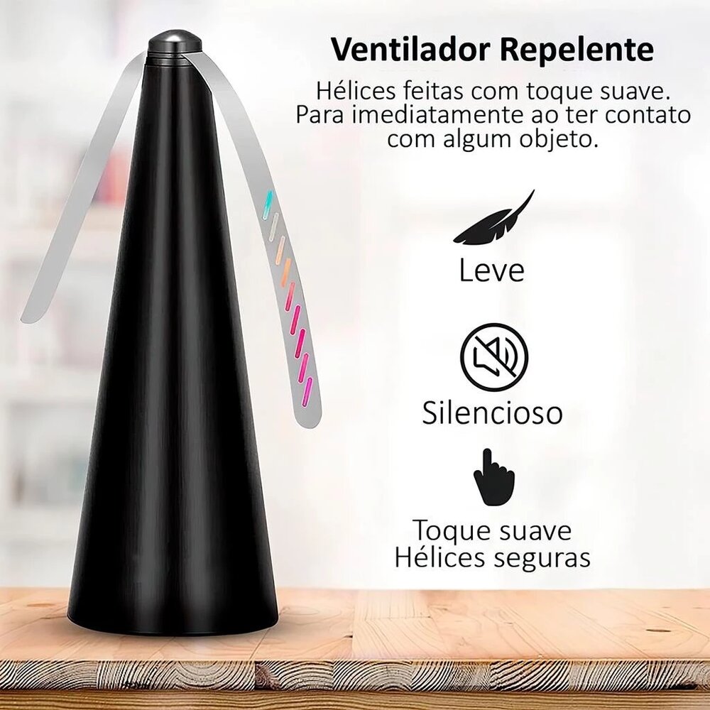 Ventilador Repelente de Moscas Portátil de Mesa com Bateria