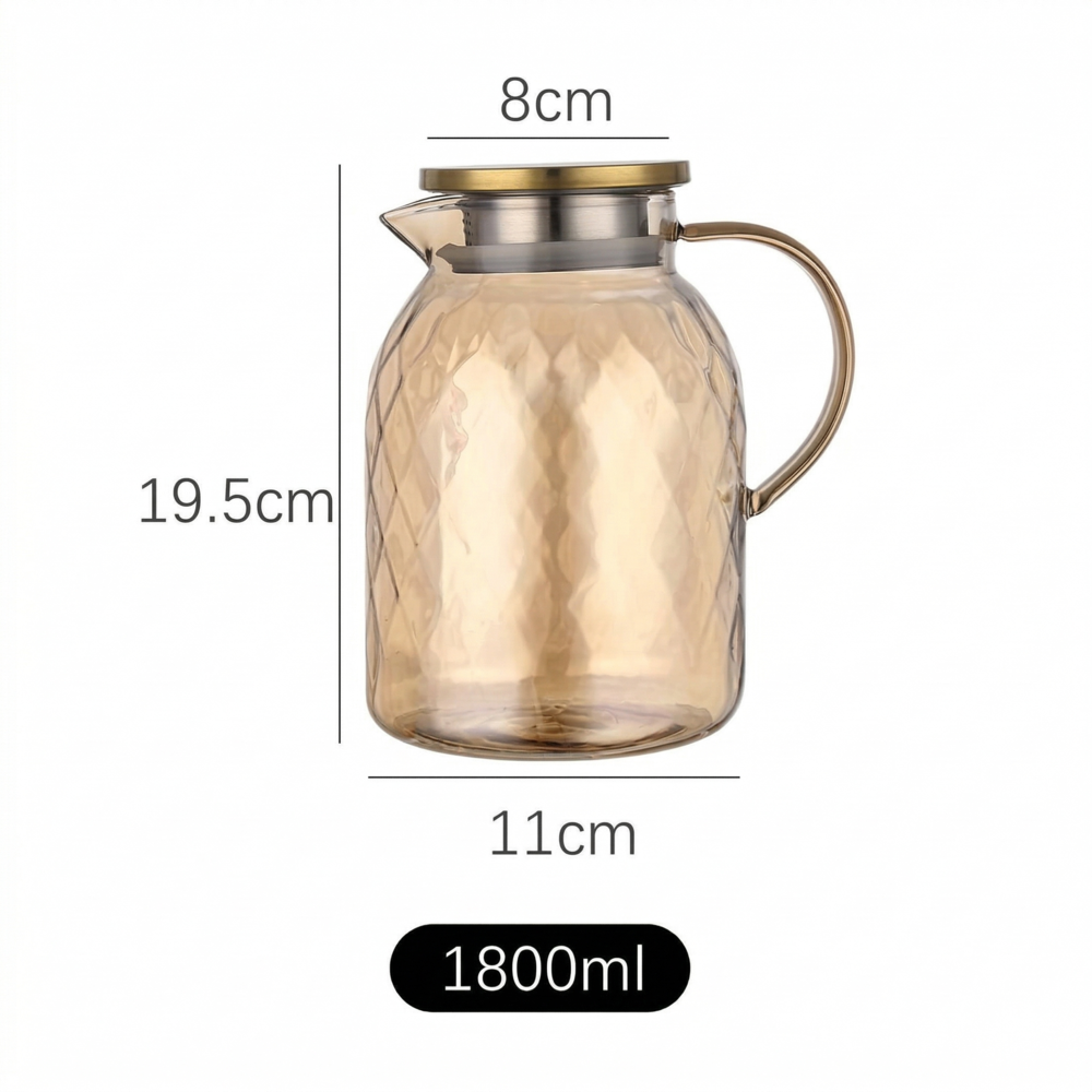 Jarra de Vidro 1,8L com Tampa de Madeira Luxo Fogão Indução