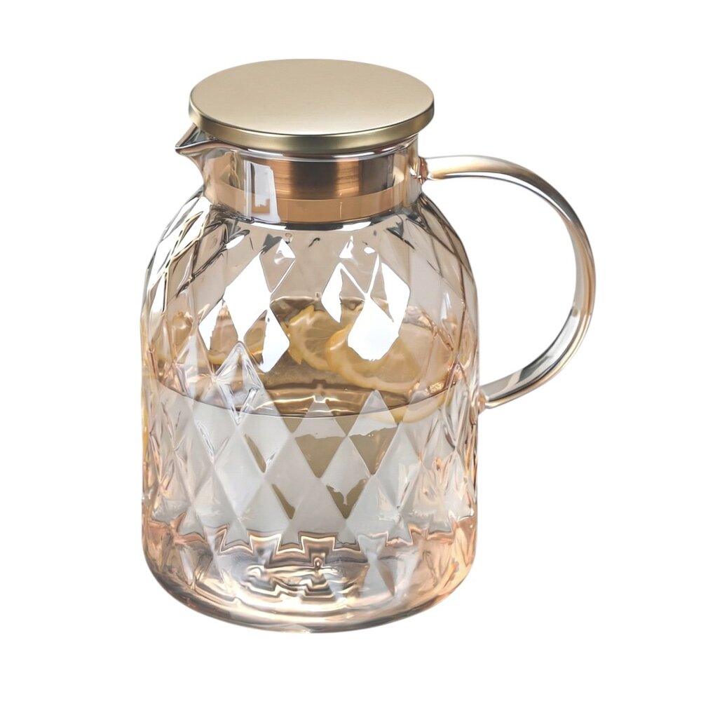 Jarra de Vidro 1,8L com Tampa de Madeira Luxo Fogão Indução