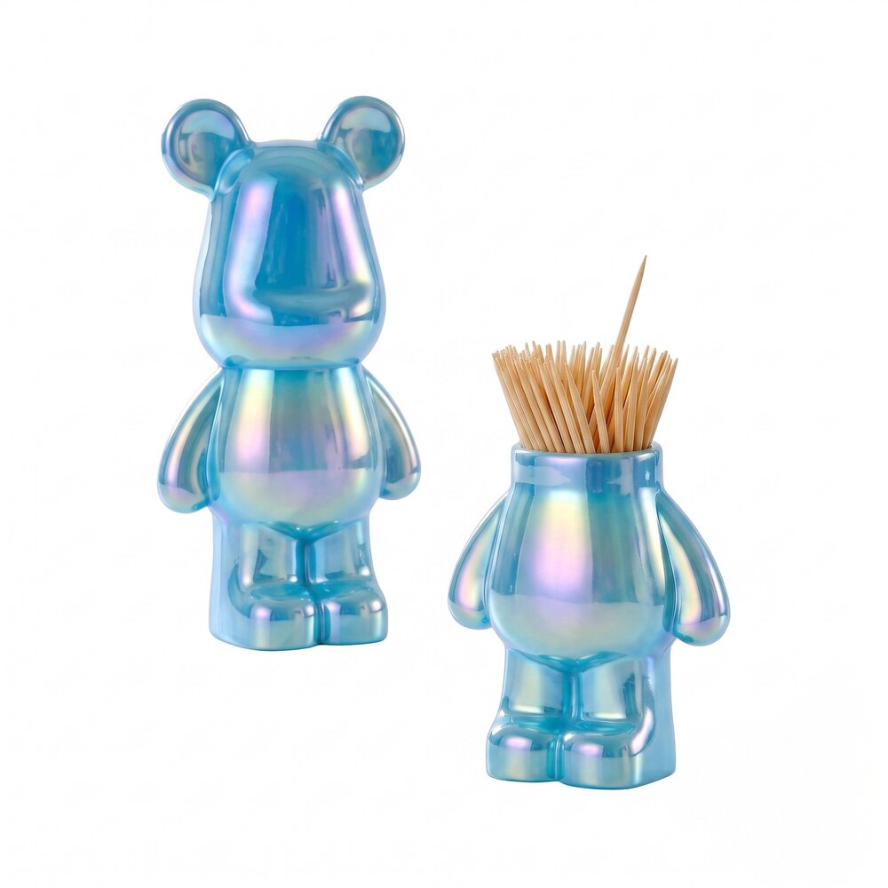 Porta Palitos de Dente Paliteiro em Forma de Urso Dourado