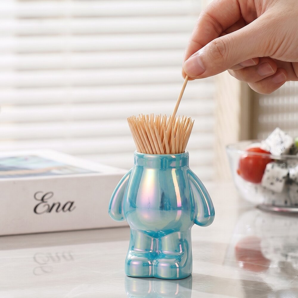 Porta Palitos de Dente Paliteiro em Forma de Urso Dourado