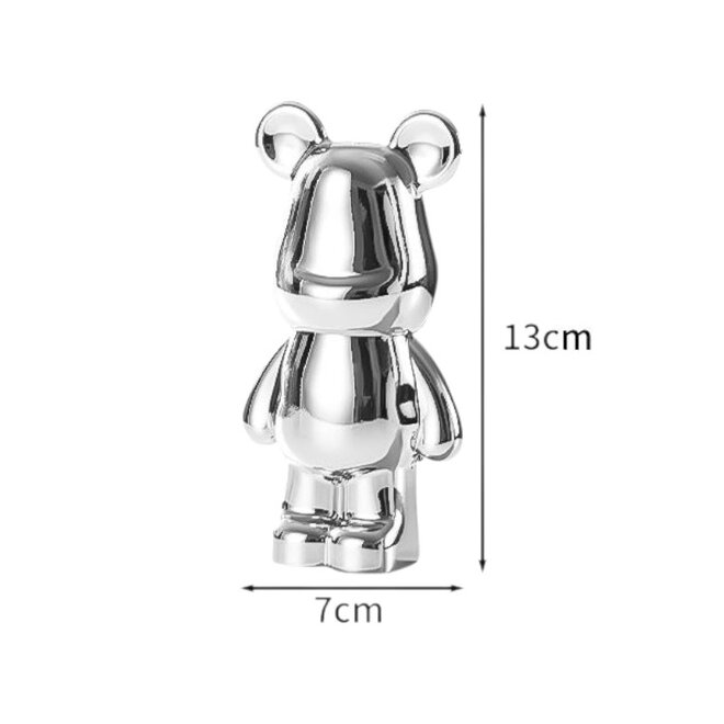 Porta Palitos de Dente Paliteiro em Forma de Urso Prateado