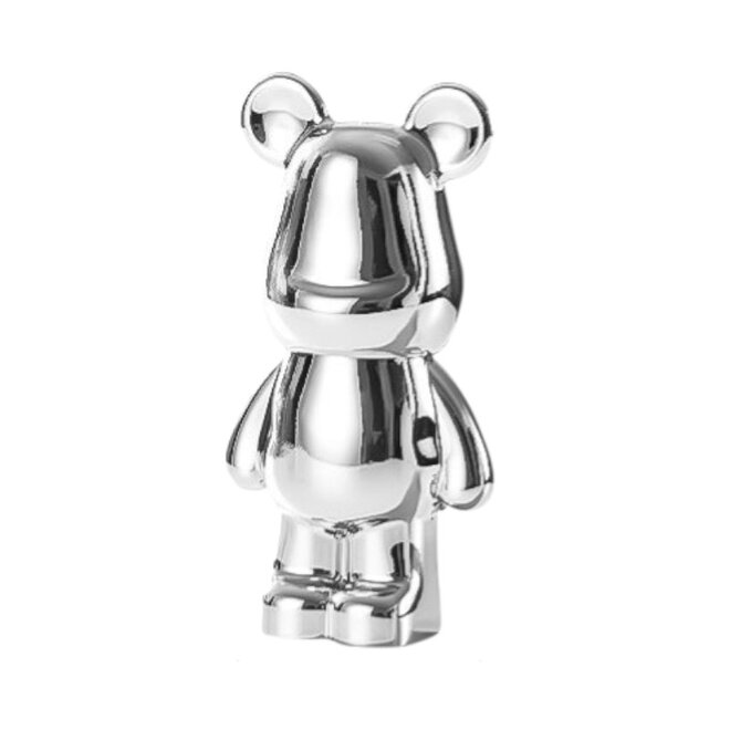 Porta Palitos de Dente Paliteiro em Forma de Urso Prateado