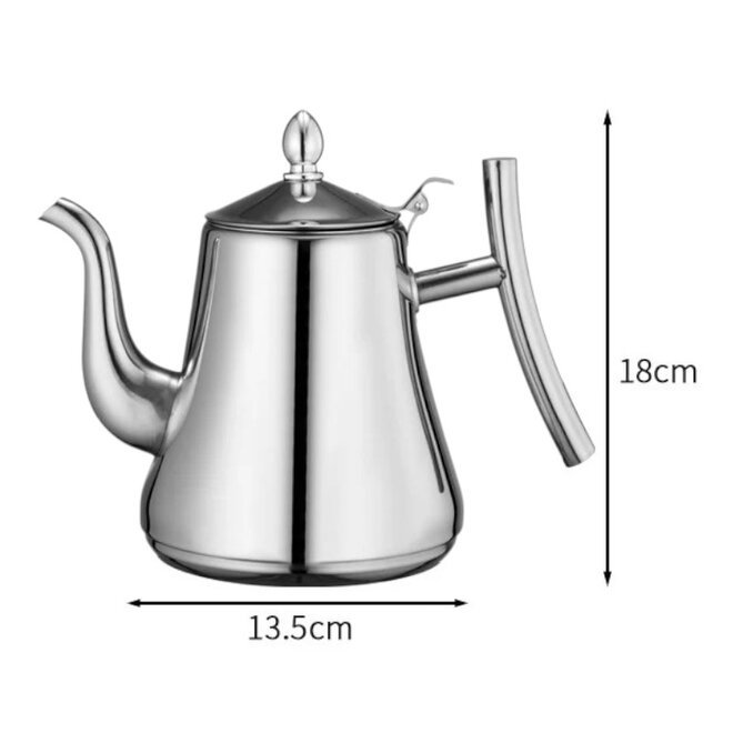 Chaleira em Aço Inox 1,3L  Filtro para Chá Fogão Indução