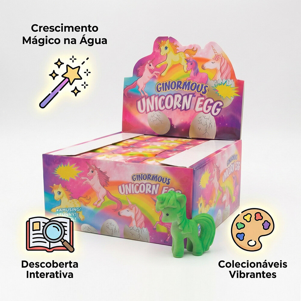Ovo Mágico Unicórnio Cresce na Água Kit 12 Unidades